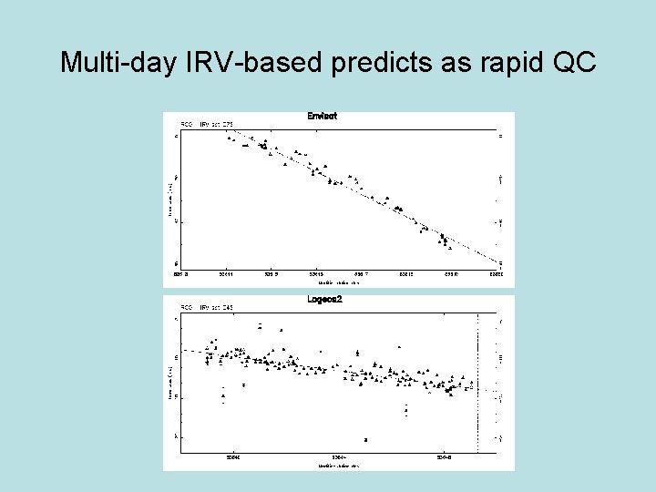 Multi-day IRV-based predicts as rapid QC 