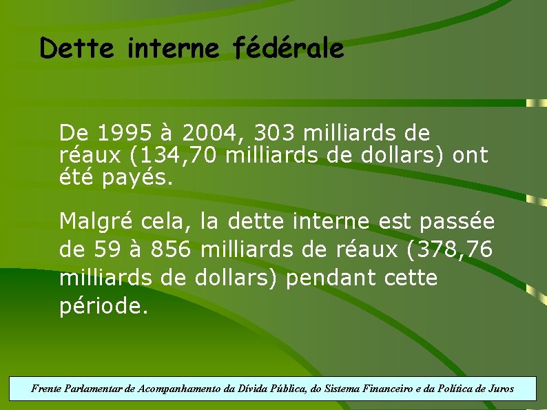 Dette interne fédérale De 1995 à 2004, 303 milliards de réaux (134, 70 milliards