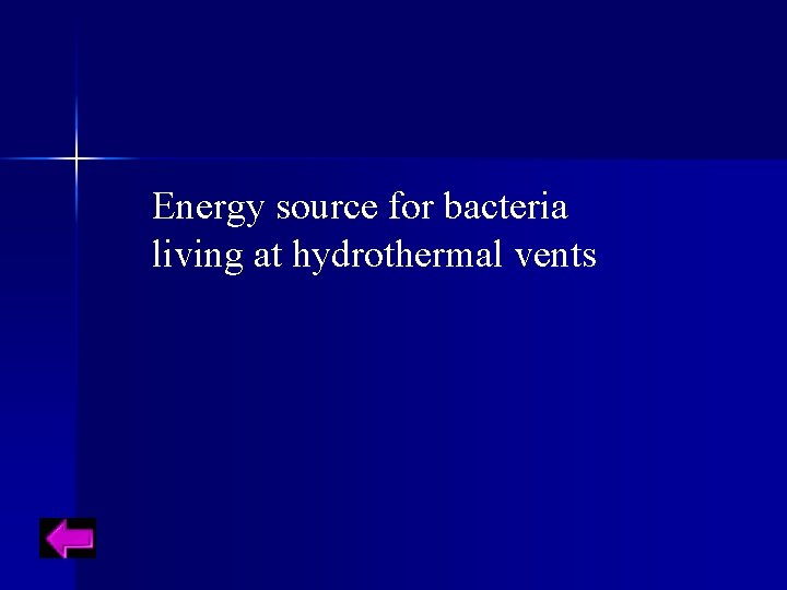 Energy source for bacteria living at hydrothermal vents 
