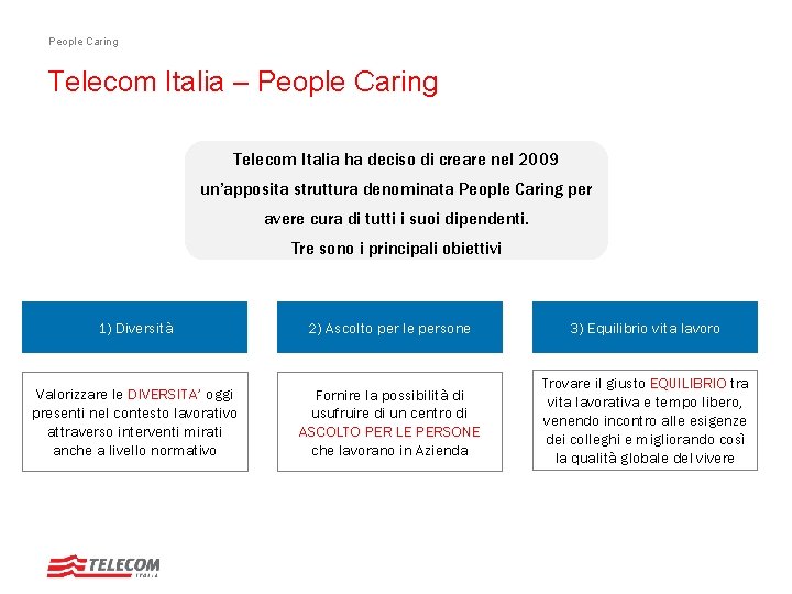 People Caring Telecom Italia – People Caring Telecom Italia ha deciso di creare nel