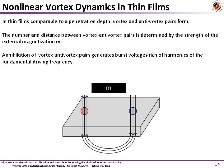 Nonlinear Vortex Dynamics in Thin Films In thin films comparable to a penetration depth,