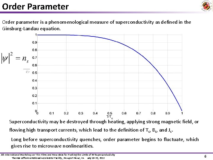 Order Parameter Order parameter is a phenomenological measure of superconductivity as defined in the