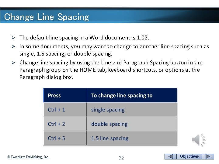 Change Line Spacing The default line spacing in a Word document is 1. 08.