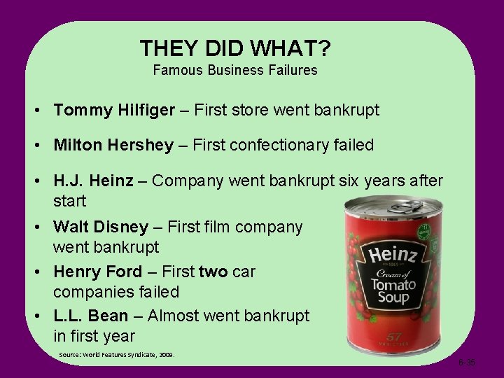 THEY DID WHAT? Famous Business Failures • Tommy Hilfiger – First store went bankrupt