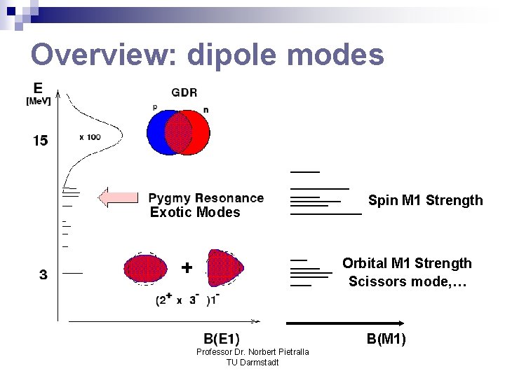 Overview: dipole modes Exotic Modes Spin M 1 Strength Orbital M 1 Strength Scissors