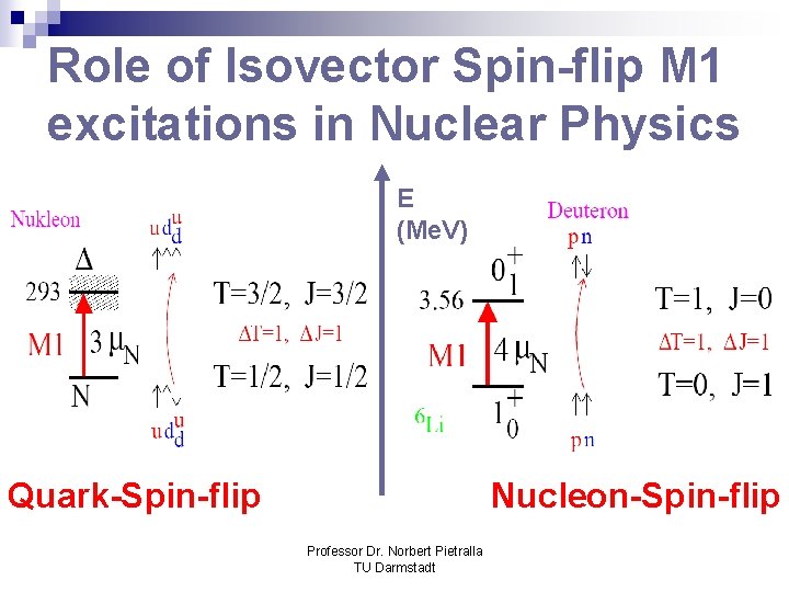 Role of Isovector Spin-flip M 1 excitations in Nuclear Physics E (Me. V) Quark-Spin-flip