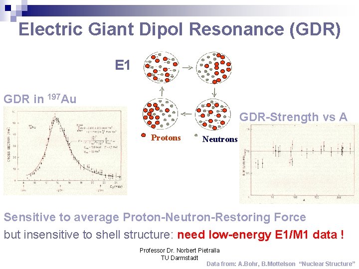 Electric Giant Dipol Resonance (GDR) E 1 GDR in 197 Au GDR-Strength vs A