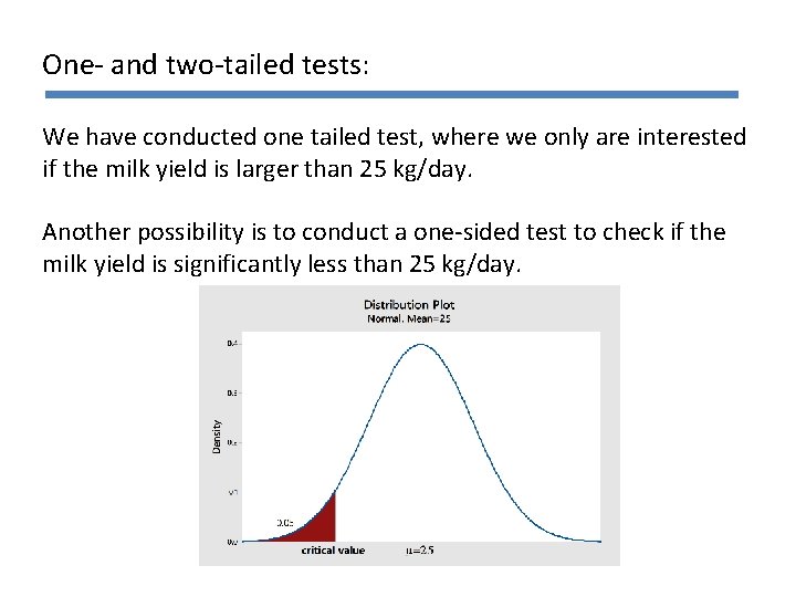 One- and two-tailed tests: We have conducted one tailed test, where we only are