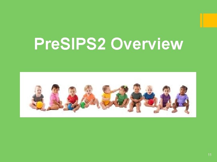 Pre. SIPS 2 Overview 11 Pre. SIPS 2 Overview 11