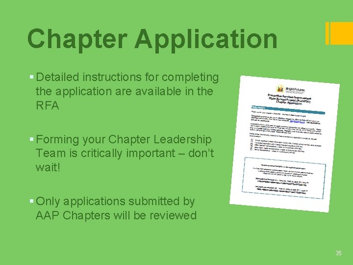 Chapter Application § Detailed instructions for completing the application are available in the RFA Chapter Application § Detailed instructions for completing the application are available in the RFA