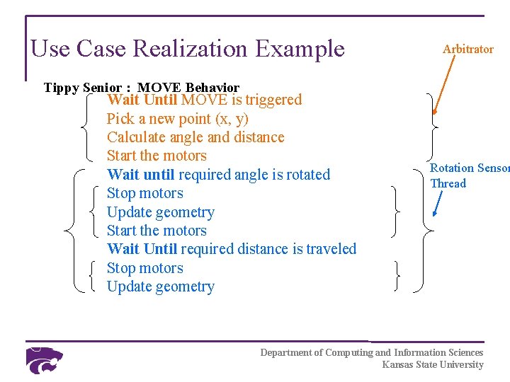 Use Case Realization Example Arbitrator Tippy Senior : MOVE Behavior Wait Until MOVE is