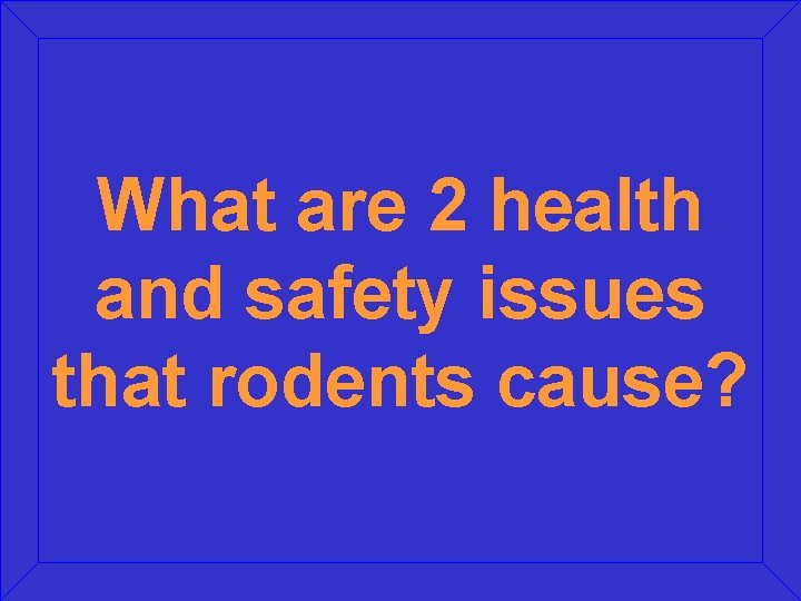What are 2 health and safety issues that rodents cause? What are 2 health and safety issues that rodents cause?