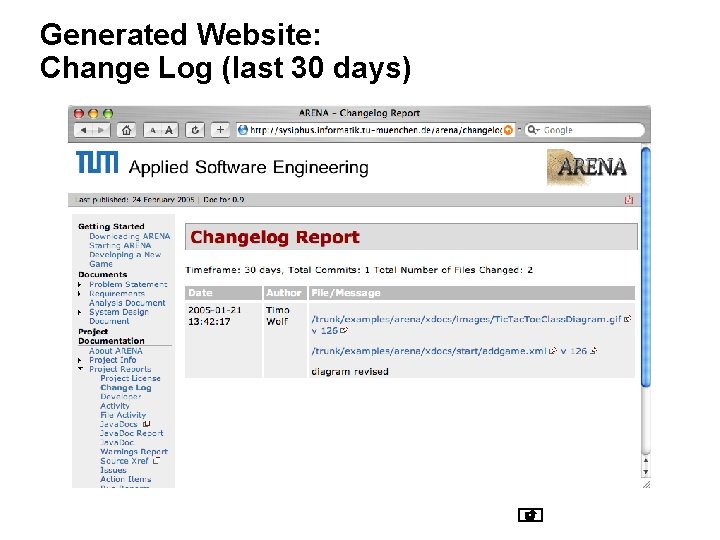 Generated Website: Change Log (last 30 days) Generated Website: Change Log (last 30 days)