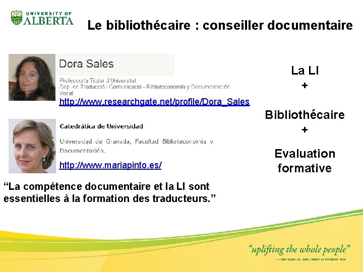 Le bibliothécaire : conseiller documentaire La LI + http: //www. researchgate. net/profile/Dora_Sales Bibliothécaire +