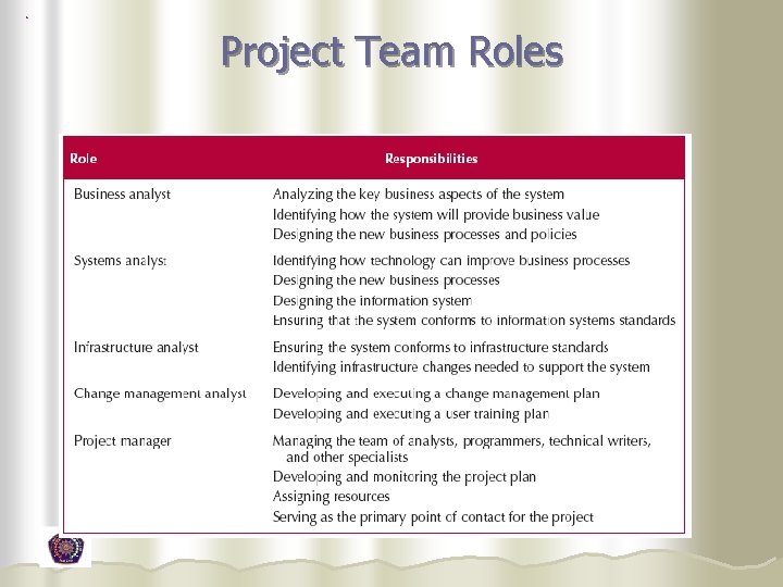 Project Team Roles  Project Team Roles