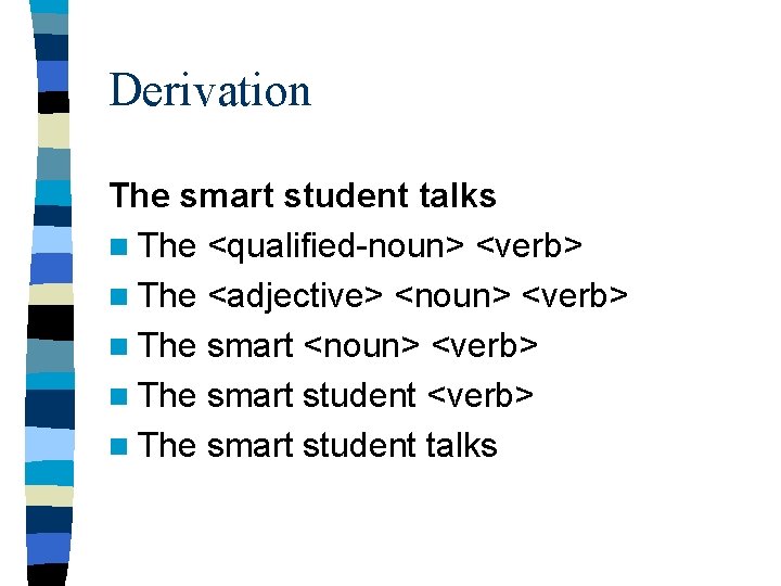 Syntax n Syntax Rules describe the form of