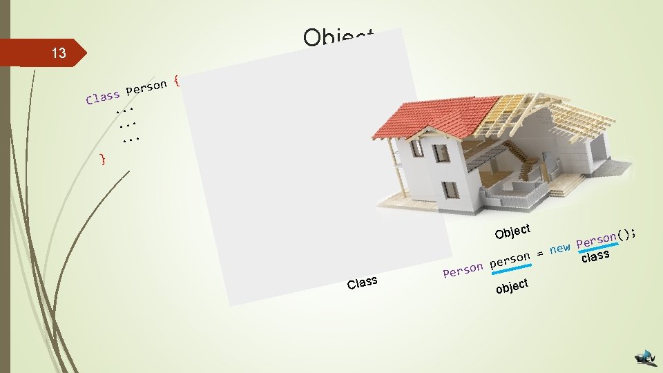 Object 13 { n o s r Pe Class. . } t Objec Class