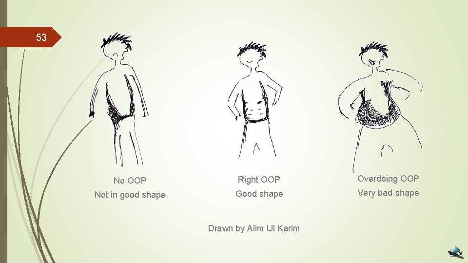 53 No OOP Right OOP Overdoing OOP Not in good shape Good shape Very