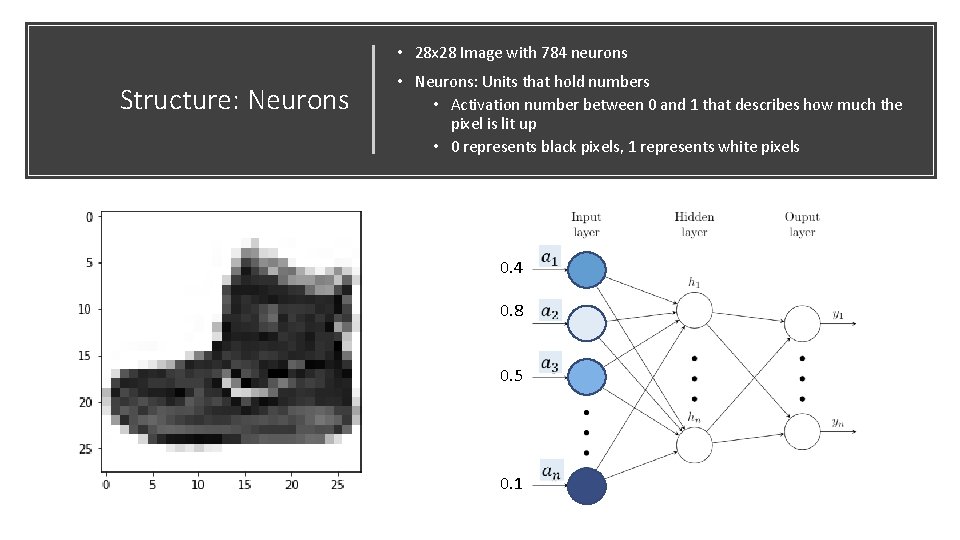  • 28 x 28 Image with 784 neurons Structure: Neurons • Neurons: Units
