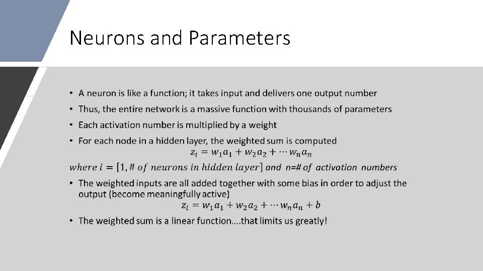 Neurons and Parameters • 