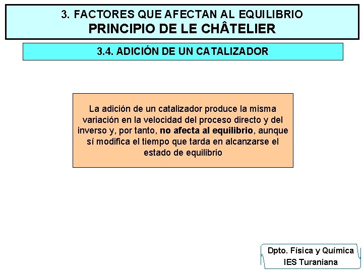 3. FACTORES QUE AFECTAN AL EQUILIBRIO PRINCIPIO DE LE CH TELIER 3. 4. ADICIÓN