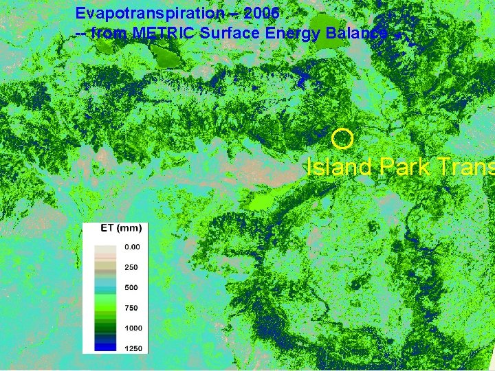 Evapotranspiration – 2006 -- from METRIC Surface Energy Balance Island Park Trans 