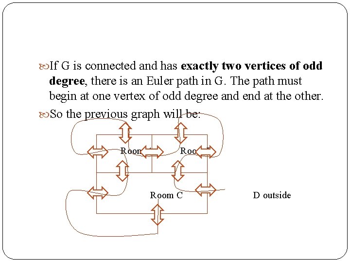  If G is connected and has exactly two vertices of odd degree, there