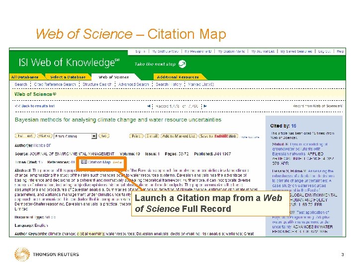 Web of Science – Citation Map Launch a Citation map from a Web of