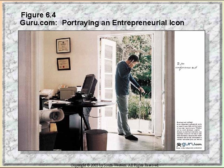 Figure 6. 4 Guru. com: Portraying an Entrepreneurial Icon Copyright © 2003 by South-Western.