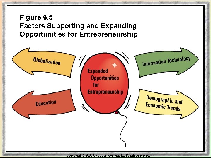 Figure 6. 5 Factors Supporting and Expanding Opportunities for Entrepreneurship Copyright © 2003 by