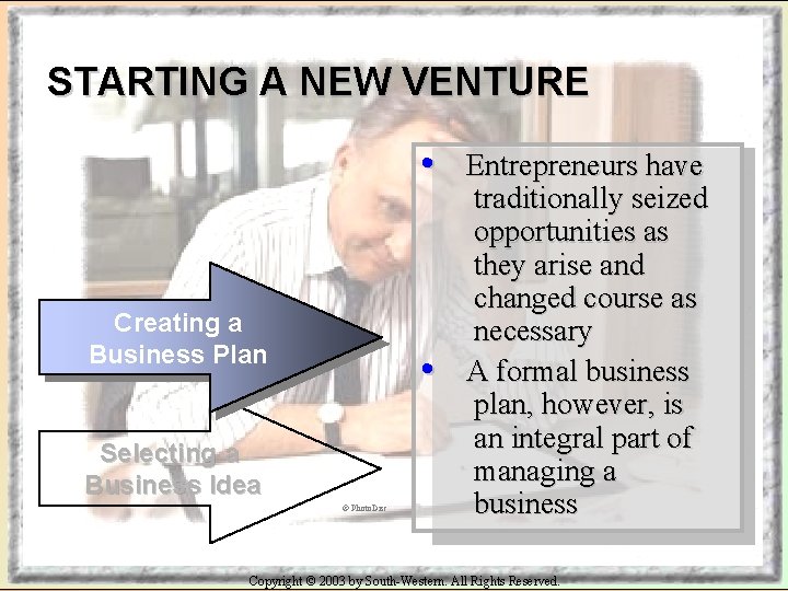 STARTING A NEW VENTURE • Creating a Business Plan • Selecting a Business Idea