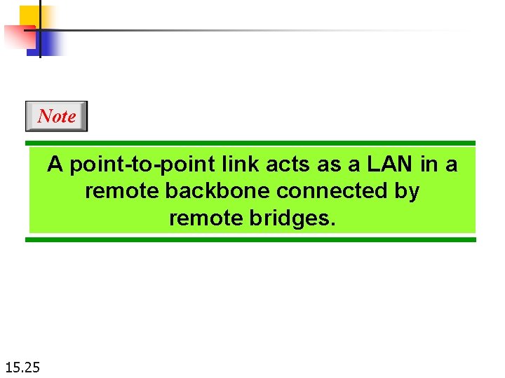 Note A point-to-point link acts as a LAN in a remote backbone connected by