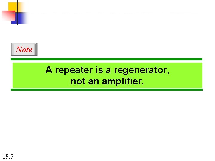 Note A repeater is a regenerator, not an amplifier. 15. 7 