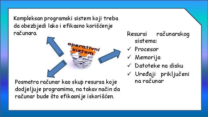 Kompleksan programski sistem koji treba da obezbjedi lako i efikasno korišćenje računara. Posmatra računar