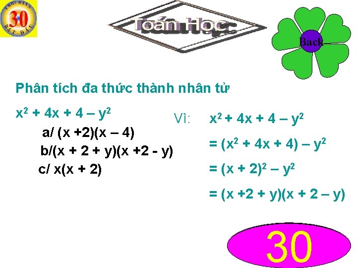 Back Phân tích đa thức thành nhân tử x 2 + 4 x +
