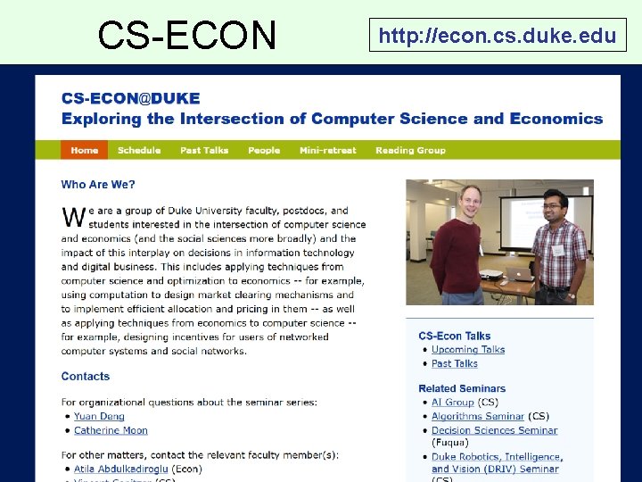 CS-ECON http: //econ. cs. duke. edu 