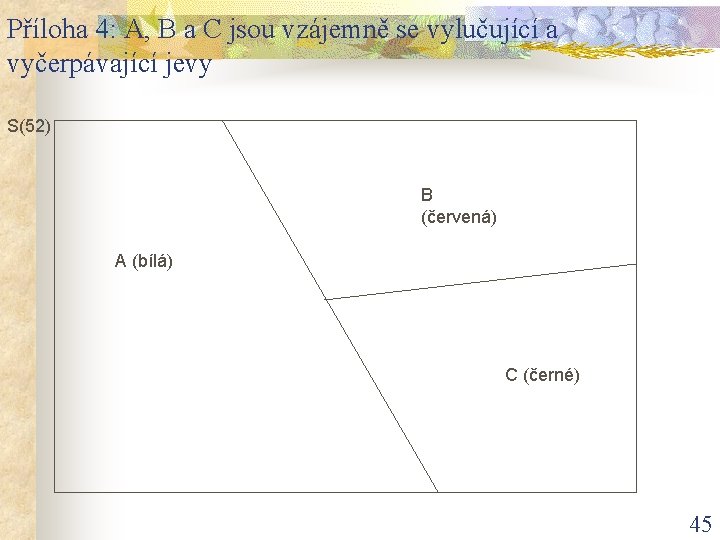 Příloha 4: A, B a C jsou vzájemně se vylučující a vyčerpávající jevy S(52)