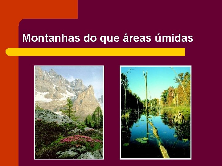 Montanhas do que áreas úmidas 