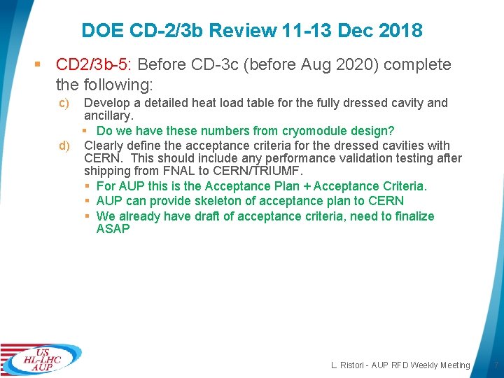 DOE CD-2/3 b Review 11 -13 Dec 2018 § CD 2/3 b-5: Before CD-3