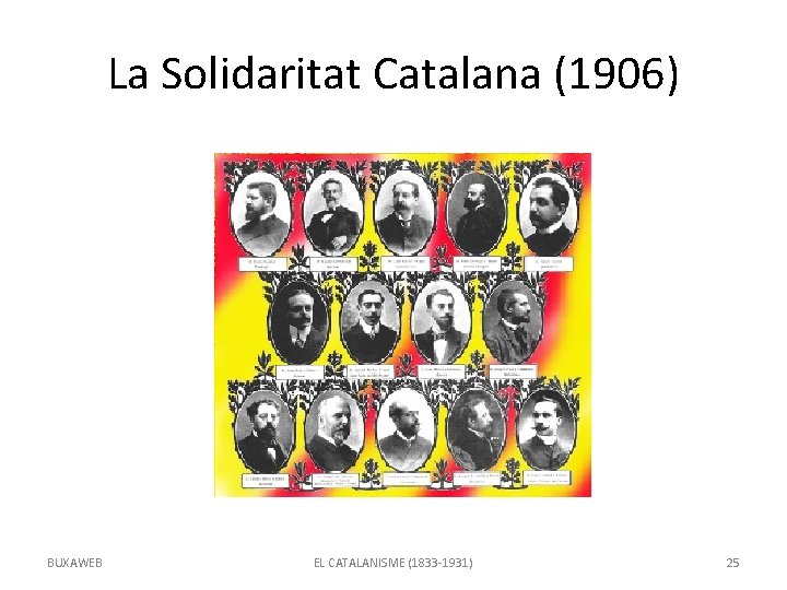 La Solidaritat Catalana (1906) BUXAWEB EL CATALANISME (1833 -1931) 25 