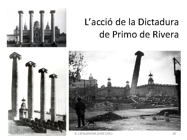 L’acció de la Dictadura de Primo de Rivera BUXAWEB EL CATALANISME (1833 -1931) 33