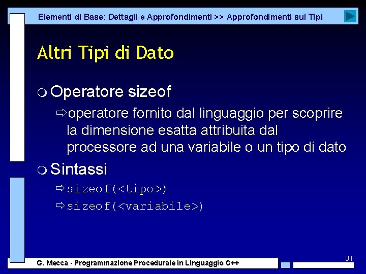 Elementi di Base: Dettagli e Approfondimenti >> Approfondimenti sui Tipi Altri Tipi di Dato