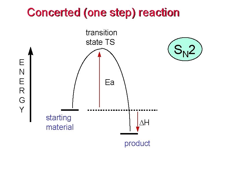 Concerted (one step) reaction transition state TS E N E R G Y S