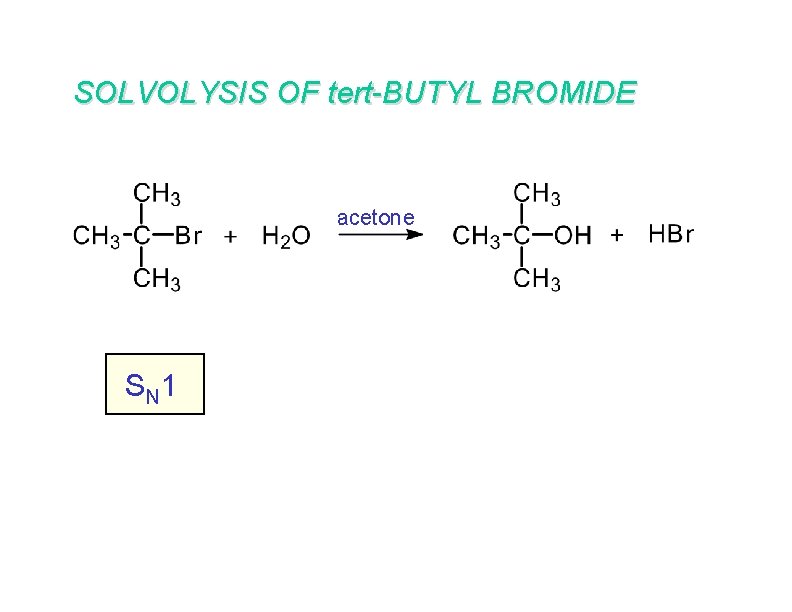 SOLVOLYSIS OF tert-BUTYL BROMIDE acetone S N 1 