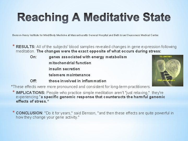 . Benson-Henry Institute for Mind/Body Medicine at Massachusetts General Hospital and Beth Israel Deaconess