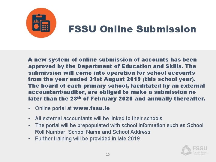 FSSU Online Submission A new system of online submission of accounts has been approved