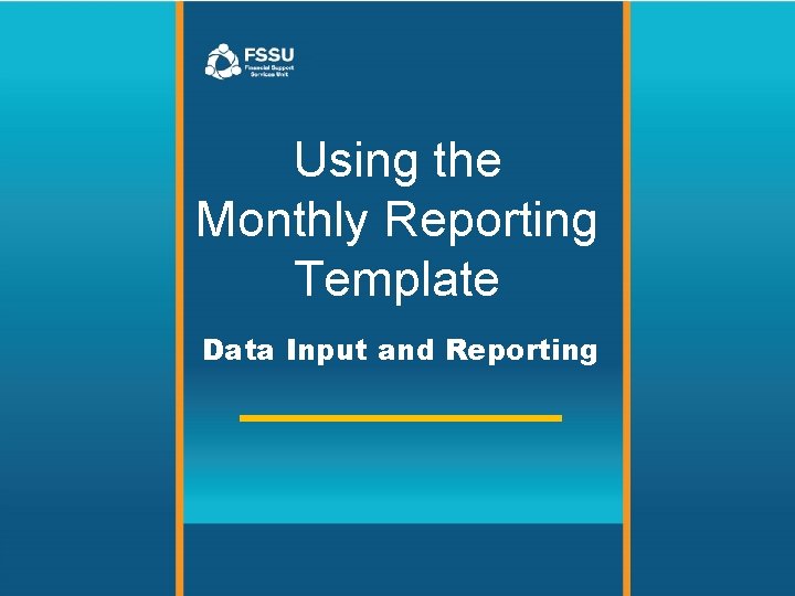 Using the Monthly Reporting Template Data Input and Reporting 