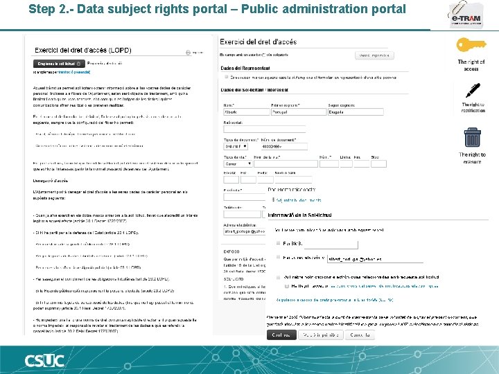 Step 2. - Data subject rights portal – Public administration portal 