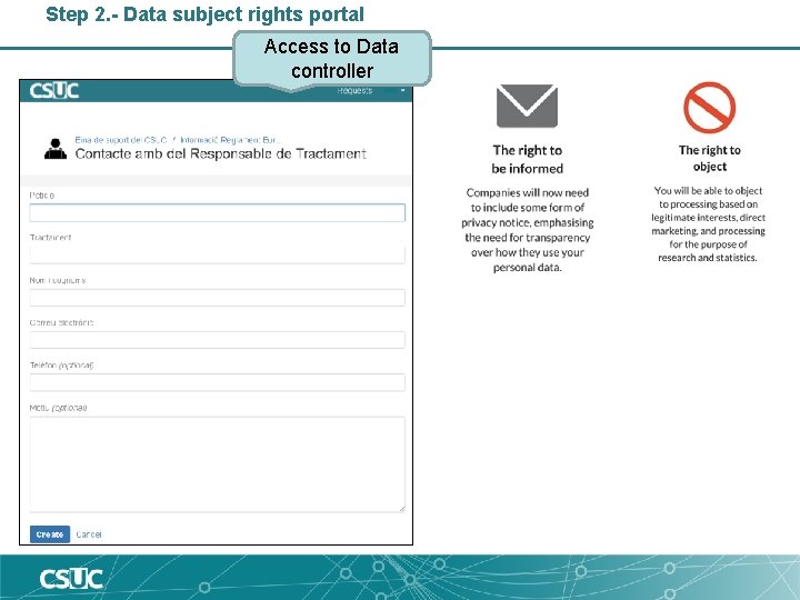 Step 2. - Data subject rights portal Access to Data controller 