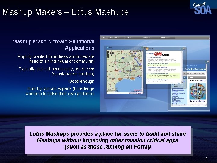 Mashup Makers – Lotus Mashup Makers create Situational Applications Rapidly created to address an